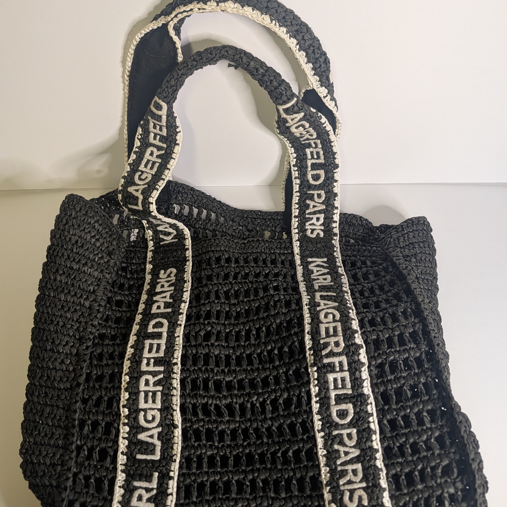 Karl Lagerfeld Black Crochet Tote Bag